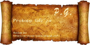 Prokopp Géza névjegykártya