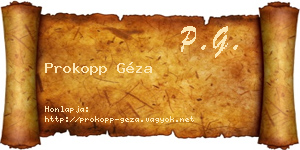 Prokopp Géza névjegykártya